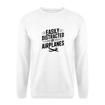 Facilement distrait par les avions - Sweat-shirt Unisexe - blanc - Devant