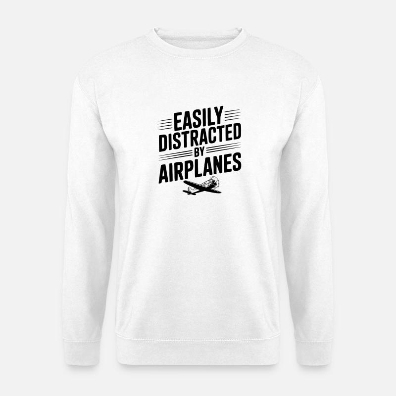 Leicht von Flugzeugen abgelenkt - Unisex Pullover - Weiß