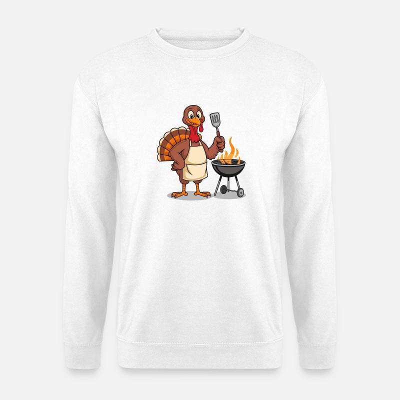 Lustiger Truthahn Grill Thanksgiving - Unisex Pullover - Weiß