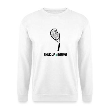 Shut Up & Serve – Lustiges Tennis Design - Unisex Pullover - Weiß - Vorne