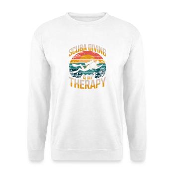  Scuba Diving Is My Therapy Retro Tauchen Ozean - Unisex Pullover - Weiß - Vorne