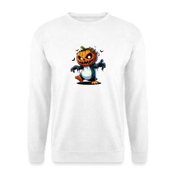 Spooky Penguin with Pumpkin Halloween Zombie - Unisex Sweatshirt - white - Front