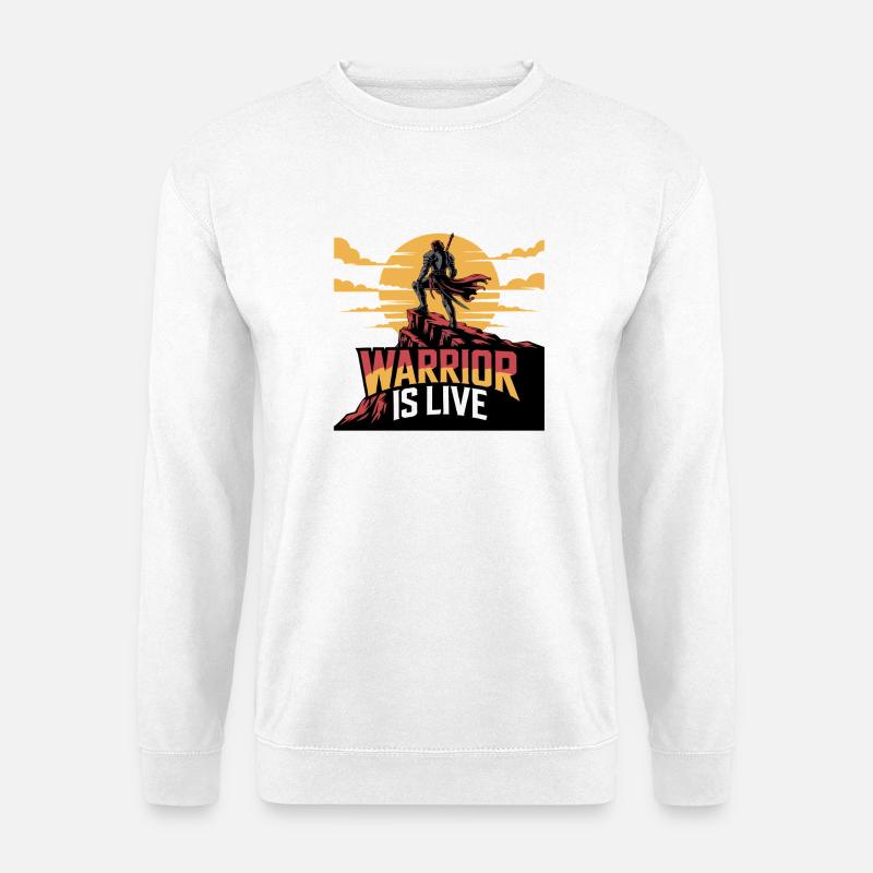 Warrior On Cliff Sunset - Unisex Sweatshirt - white