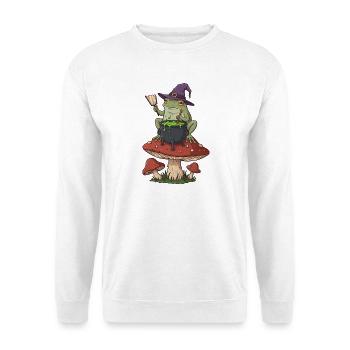 Froschhexe Kessel über Pilzring - Unisex Pullover - Weiß - Vorne