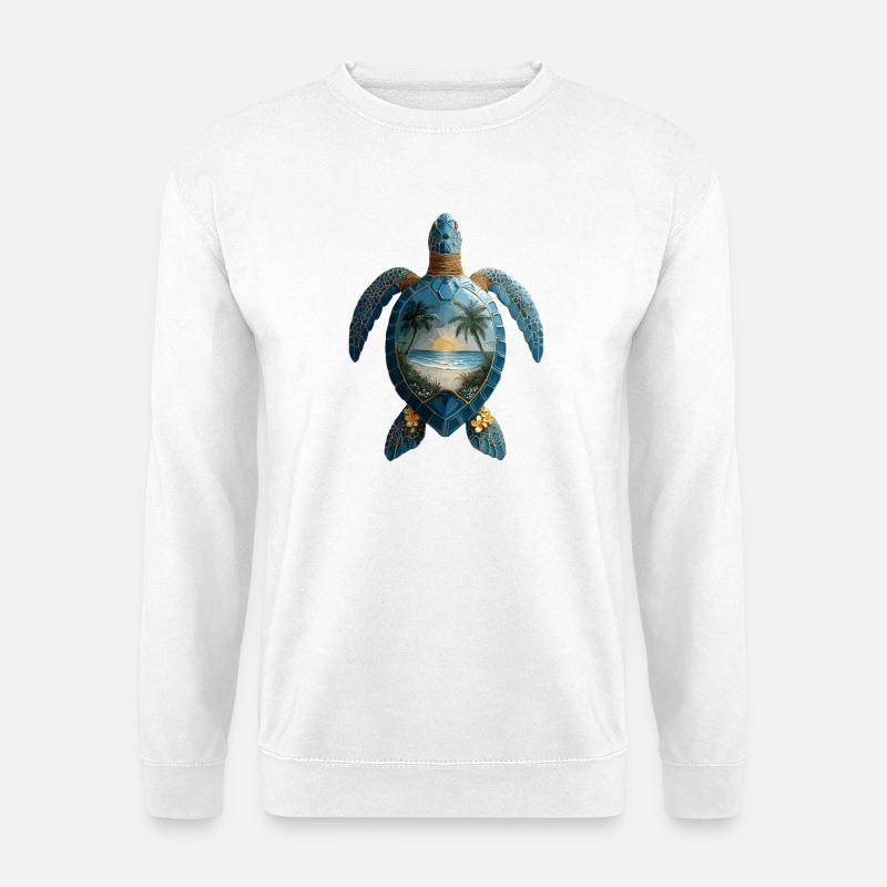 Schildkröte Wellen Surf Turtle Surfer Schildkröten - Unisex Pullover - Weiß