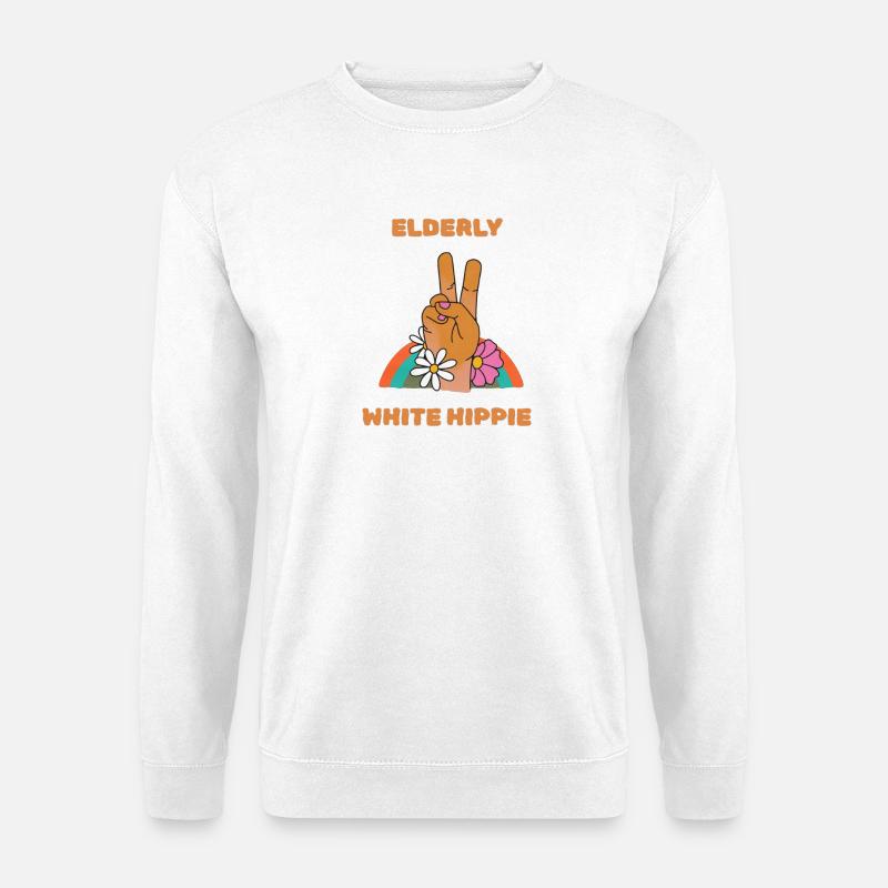 Elderly White Hippie design - Unisex Sweatshirt - white