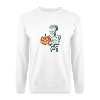 Skeleton with Halloween pumpkin - Unisex Sweatshirt - white - Front
