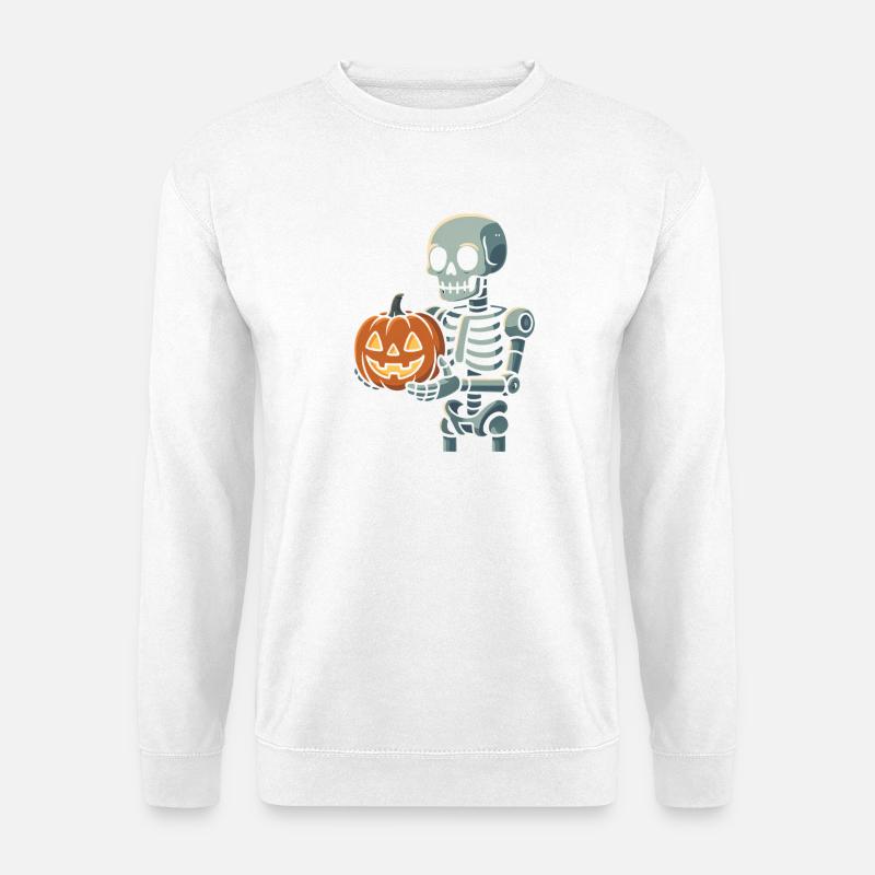 Skeleton with Halloween pumpkin - Unisex Sweatshirt - white