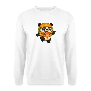 Drôle de panda avec hamburger dansant fast-food - Sweat-shirt Unisexe - blanc - Devant