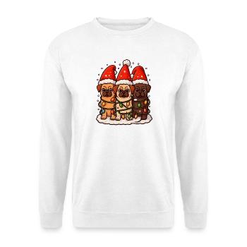 Christmas Pug Dogs with Santa Hat Pugs - Unisex Sweatshirt - white - Front