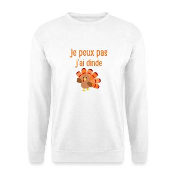 Truthahn und humorvolle Ausrede - Unisex Pullover - Weiß - Vorne - Alina (178cm) & Michal (187cm)