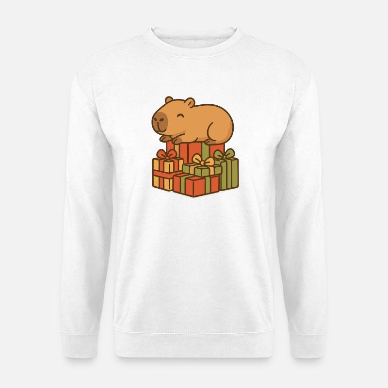 ✨ Schlafendes Capybara auf Weihnachtsgeschenken - Unisex Pullover - Weiß