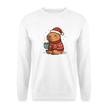 ✨ Capybara douillet avec cacao et chapeau de Père Noël - Sweat-shirt Unisexe - blanc - Devant