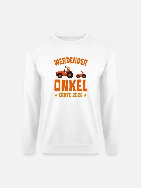 Werdender ONKEL Ernte 2026 Traktor - Unisex Pullover - Weiß