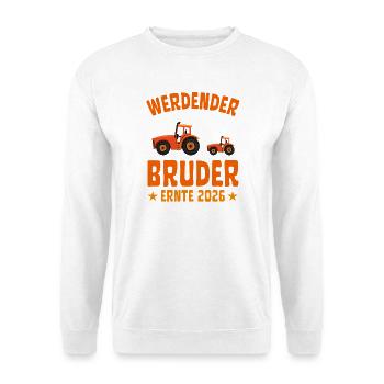 Werdender BRUDER Ernte 2026 Traktor - Unisex Pullover - Weiß - Vorne - Alina (178cm) & Michal (187cm)