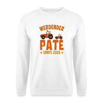 Werdender Pate Ernte 2026 - Unisex Pullover - Weiß - Vorne - Alina (178cm) & Michal (187cm)