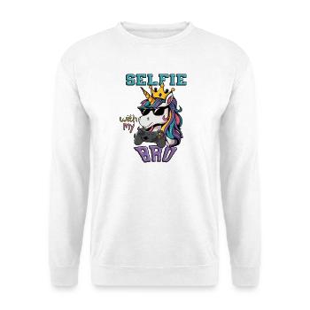 Selfie with my bro - Einhorn zocken - Unisex Pullover - Weiß - Vorne