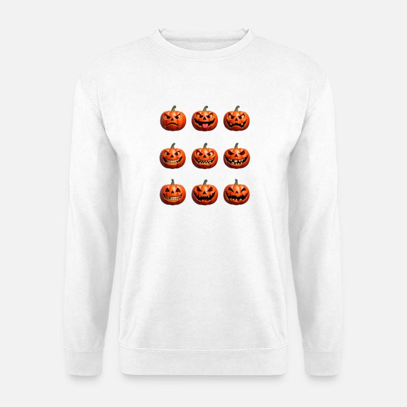 Halloween Kürbisgesichter Muster - Unisex Pullover - Weiß