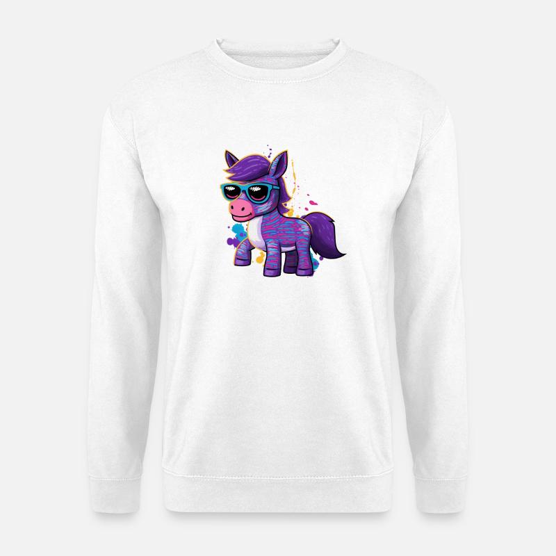 Reiterin Pony Farbenfrohes Pferd - Unisex Pullover - Weiß