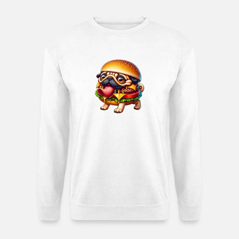 Lustiger Mops Monster Burger Halloween Skurril - Unisex Pullover - Weiß
