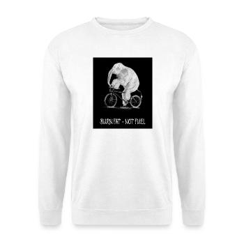 Burn Fat – Not Fuel Funny Bicycle Elephant - Unisex Sweatshirt - white - Front