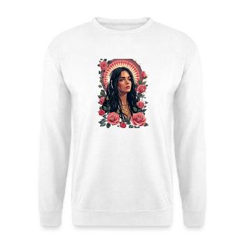 Rosenmond-Porträt mit Blumenkreis - Unisex Pullover - Weiß - Vorne