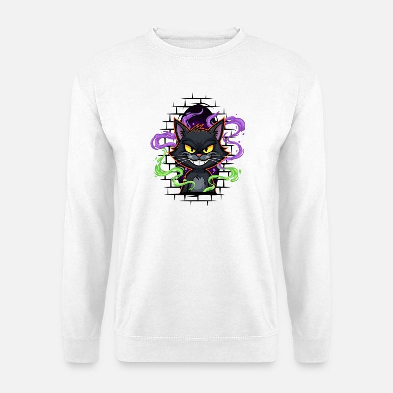 Graffiti Katze Neon - Unisex Pullover - Weiß