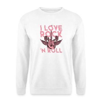 I Love Rock 'N Roll Rock Band Guitar Music - Unisex Pullover - Weiß - Vorne - Alina (178cm) & Michal (187cm)