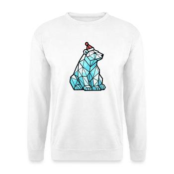 Polygon Eisbär mit Weihnachtsmütze - Unisex Pullover - Weiß - Vorne