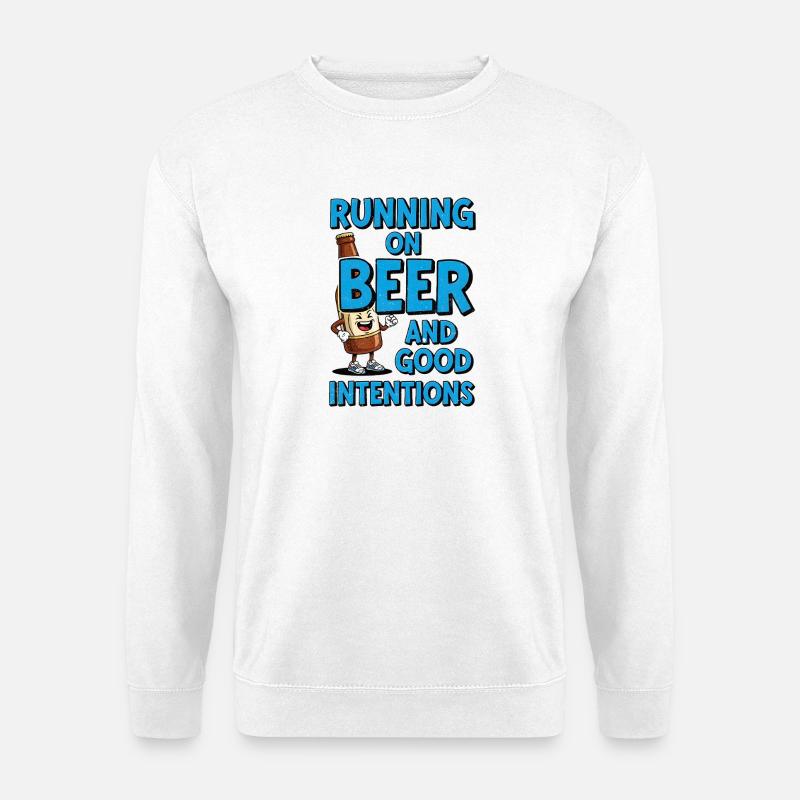Läuft auf Bier und gute Absichten - Unisex Pullover - Weiß