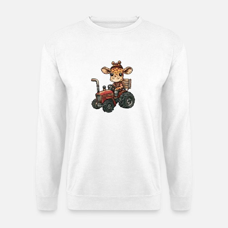 Giraffe Tractor Farmer - Unisex Sweatshirt - white