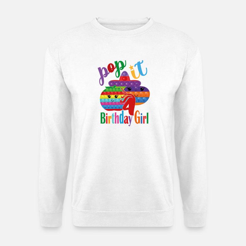 pop it urodzinowa dziewczyna 4 - Bluza unisex - biały