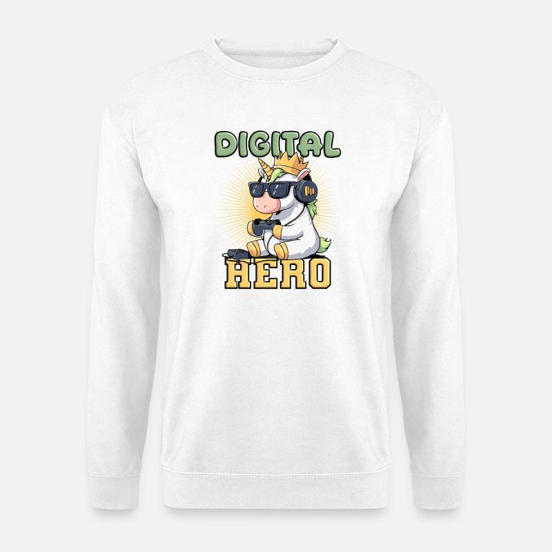 Zocken - digital hero einhorn - Unisex Pullover - Weiß