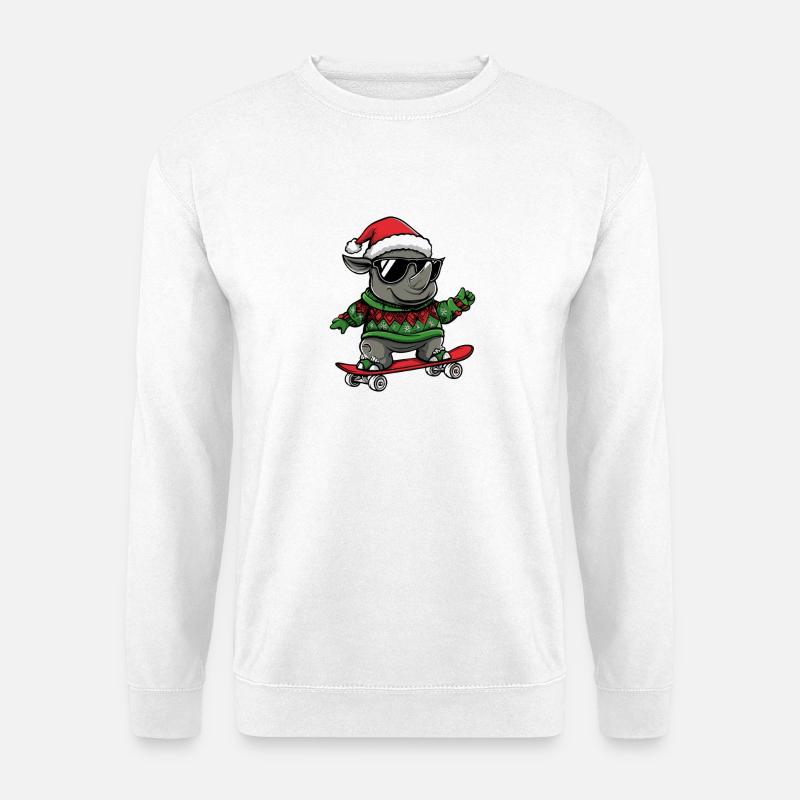 Nashorn Weihnachten Lustig - Unisex Pullover - Weiß