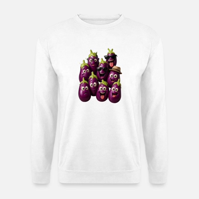 Lustige Auberginen Bande - Unisex Pullover - Weiß