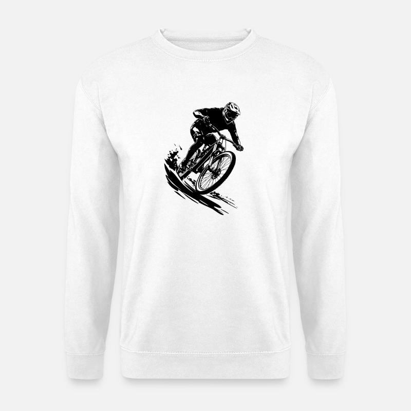 Energische Mountainbike-Radfahrer-Kunst - Unisex Pullover - Weiß
