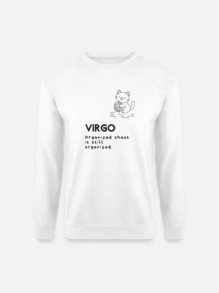 Niedliche Jungfrau Karikatur – Organisiertes Chaos - Unisex Pullover - Weiß