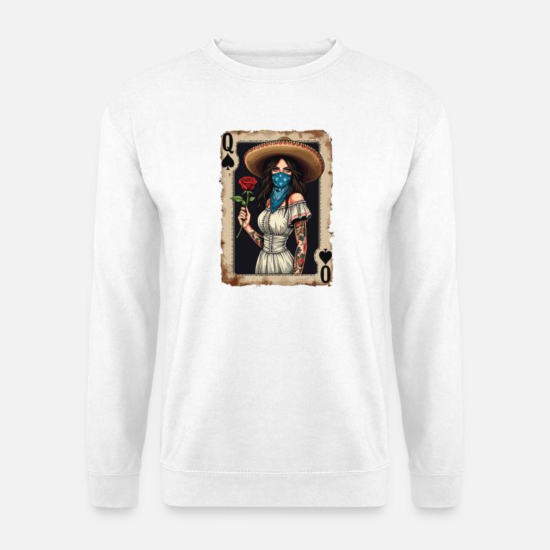 Mariachi Queen mit Rose - Unisex Pullover - Weiß