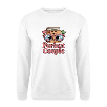 Perfect Couple Cute Book and Glasses Cartoon - Unisex Sweatshirt - white - Front