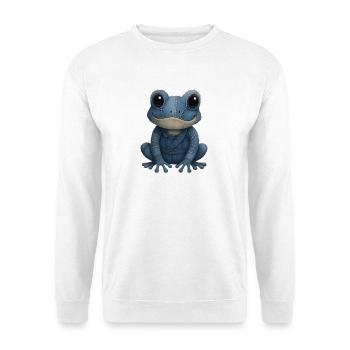 Denim Patchwork Frosch - Unisex Pullover - Weiß - Vorne