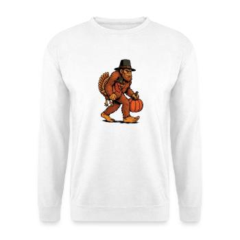 Bigfoot trägt Truthahn Thanksgiving Humor - Unisex Pullover - Weiß - Vorne