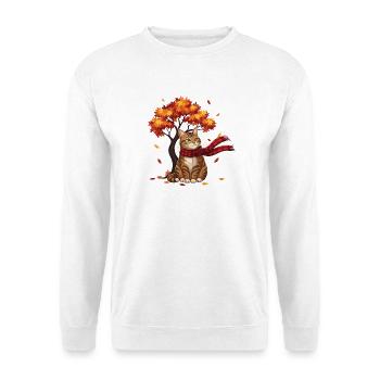 Cat Leaves Fall Thanksgiving Cozy Vibes - Unisex Sweatshirt - white - Front