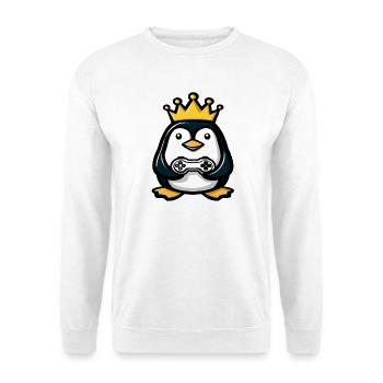 Penguin with gaming controller and crown - Unisex Sweatshirt - white - Front