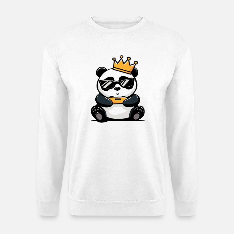 Panda Controller und Krone - Unisex Pullover - Weiß