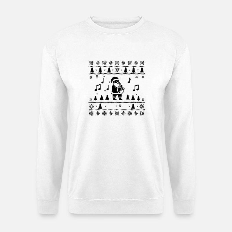 Christmas Man Saxophon Weihnachten - Unisex Pullover - Weiß