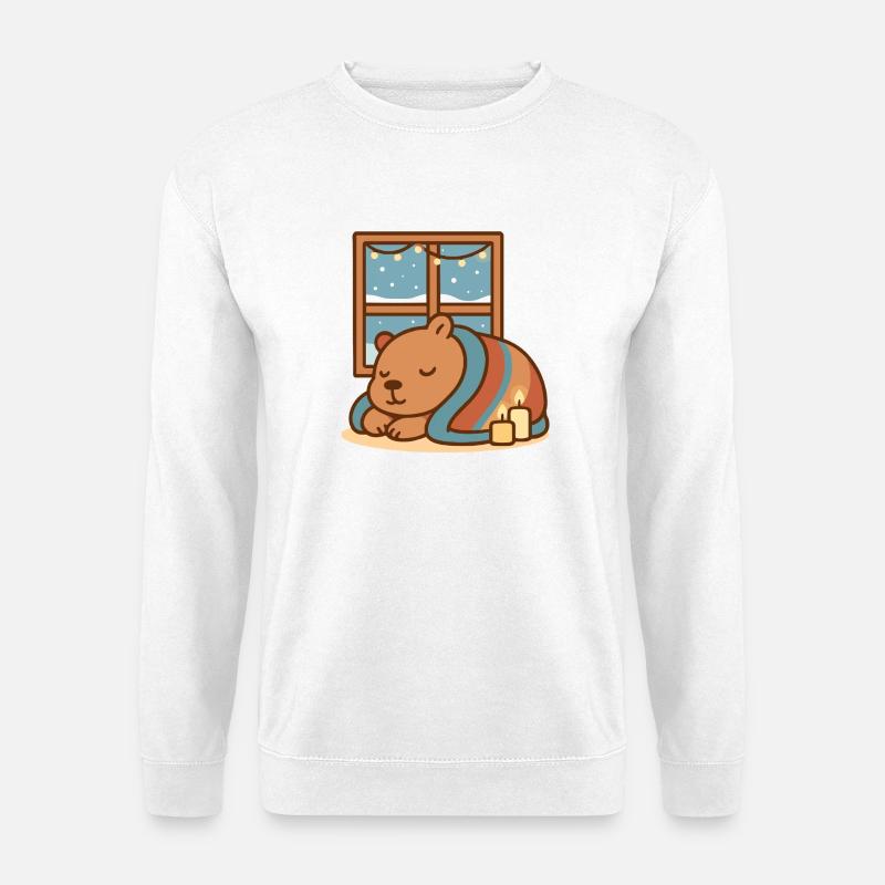 Capybara kuschelt sich im Winter ein - Unisex Pullover - Weiß