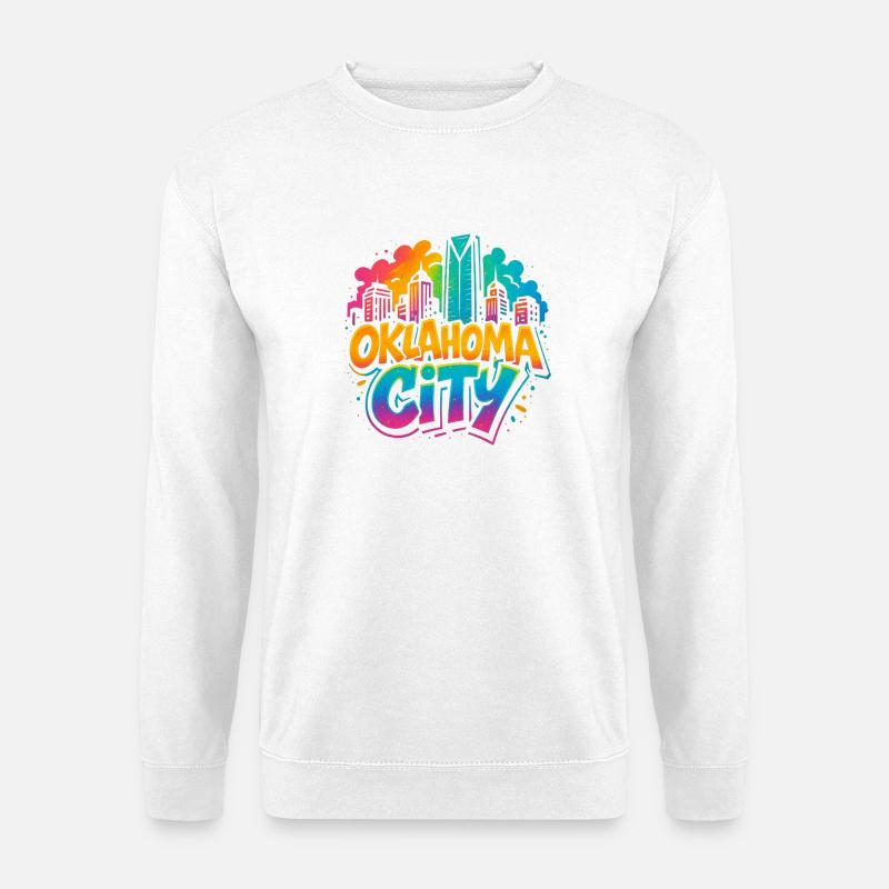 Oklahoma City Neon Skyline - Unisex Pullover - Weiß