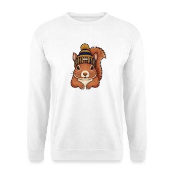 Eichhörnchen mit Mütze – Winter Outfit - Unisex Pullover - Weiß - Vorne