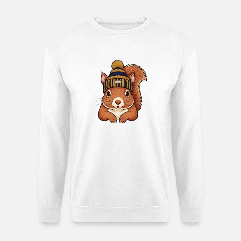 Eichhörnchen mit Mütze – Winter Outfit - Unisex Pullover - Weiß