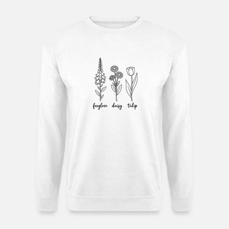 Botanical Foxglove Daisy Tulip Blumen - Unisex Pullover - Weiß